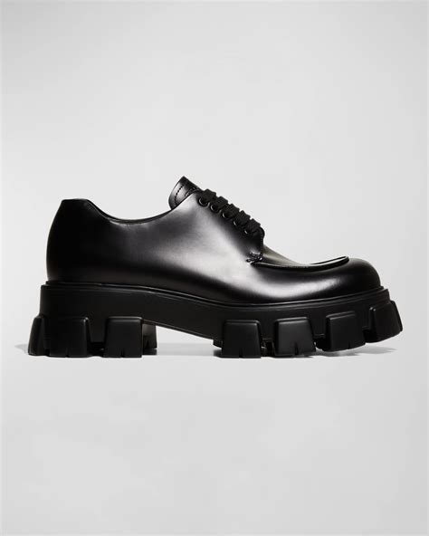 Prada Monolith Leather Derby Shoes 